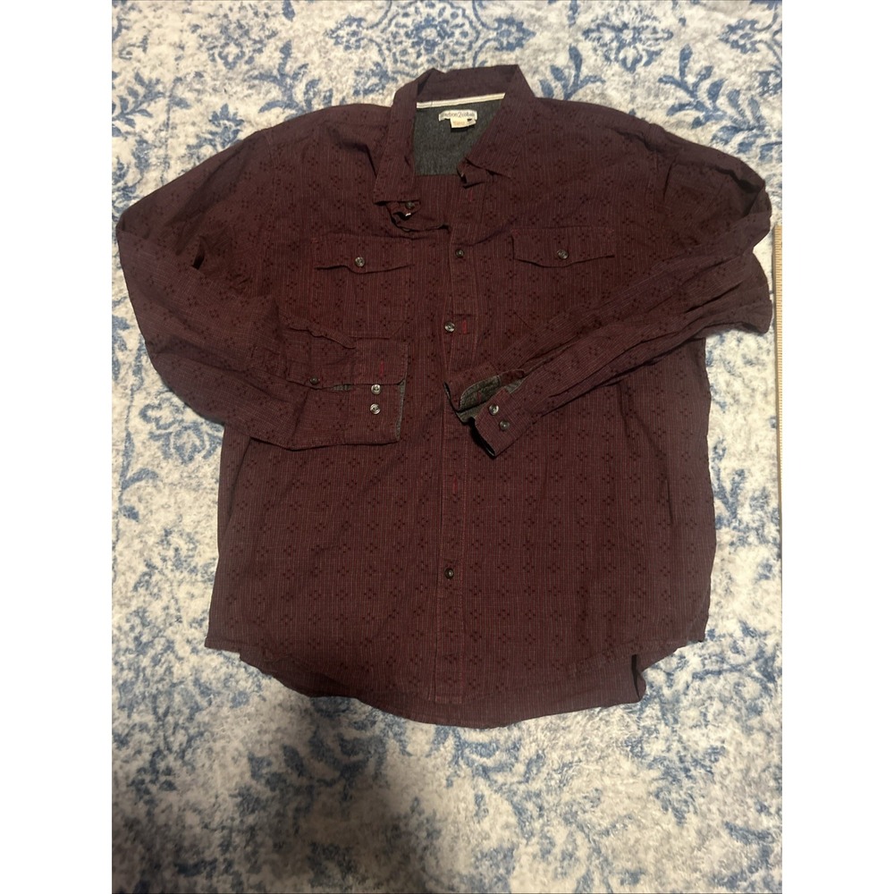 Carbon 2 Cobalt Button Down Mens L Blue Textured Knit Short Sleeve Shirt